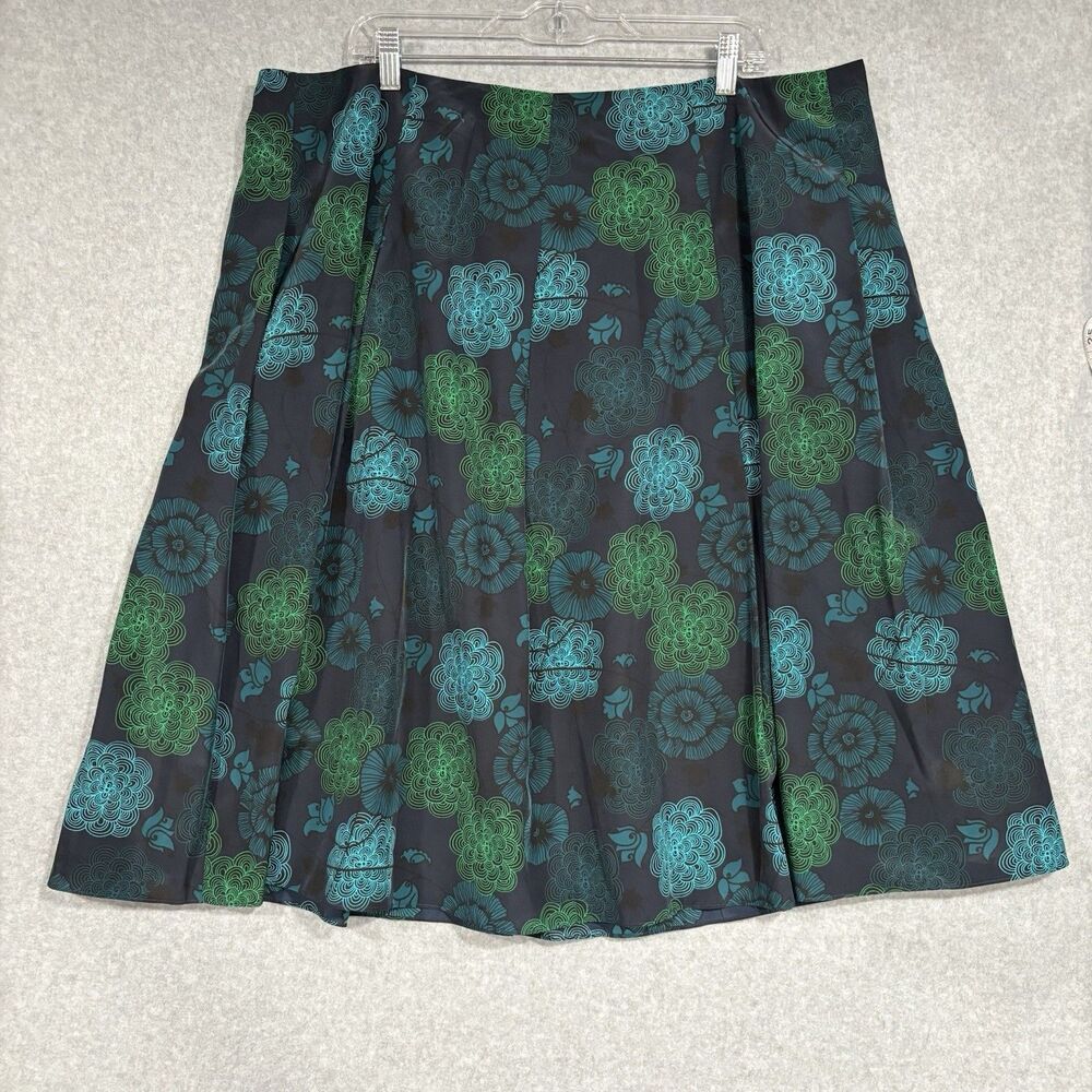 LIZ CLAIBORNE Women's Polyester Pleated A-Line Flare Skirt Lined Floral Size 20W